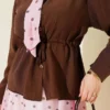 Fularlı Bel Tünelli Etekli İkili Takım Pink en gros clothing set view 4 - Hicabistan usine Turquie