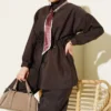 Fularlı Bel Tünelli Paraşüt İkili Takım Brown al por mayor clothing set view 2 - Hicabistan fábrica Turquía