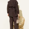 Fularlı Bel Tünelli Paraşüt İkili Takım Brown al por mayor clothing set view 3 - Hicabistan fábrica Turquía