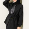 Fularlı Bel Tünelli Paraşüt İkili Takım Black al por mayor clothing set view 2 - Hicabistan fábrica Turquía
