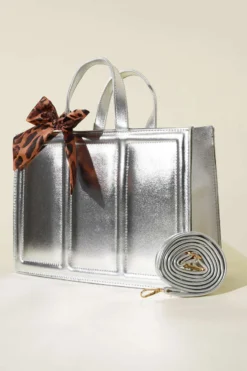 Rectangular Bag with Scarf Silver