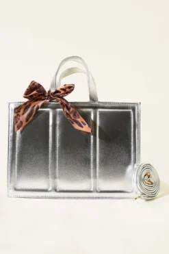 Alternative view of Rectangular Bag with Scarf Silver