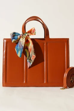 Alternative view of Rectangular Bag with Scarf Tabac