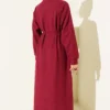 Dress with Scarf Tie Detail Burgundy بالجملة dress view 3 - Hicabistan مصنع تركيا