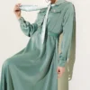 Satin Evening Dress with Scarf and Belt بالجملة dress - Hicabistan مصنع تركيا