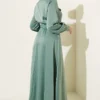Satin Evening Dress with Scarf and Belt en gros dress view 3 - Hicabistan usine Turquie