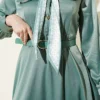 Satin Evening Dress with Scarf and Belt en gros dress view 4 - Hicabistan usine Turquie