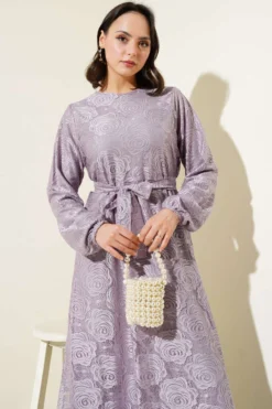 Alternative view of Rose Lace Belted Dress Lilac