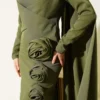 Cape Evening Dress with Rose Details Khaki groothandel dress view 4 - Hicabistan Turkije fabriek