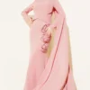 Cape Evening Dress with Rose Details Powder Pink