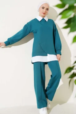 Shirt Combined Tunic Set Emerald