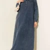 Shirt Collar Buttoned Denim Dress Dark Blue wholesale dress - Hicabistan Turkey factory