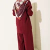 Shirt Collar Scarf Detailed Two-Piece Set Burgundy al por mayor clothing set view 3 - Hicabistan fábrica Turquía
