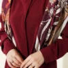 Shirt Collar Scarf Detailed Two-Piece Set Burgundy al por mayor clothing set view 4 - Hicabistan fábrica Turquía