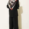 Shirt Collar Scarf Detailed Two-Piece Set Black wholesale clothing set view 3 - Hicabistan Turkey factory