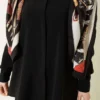 Shirt Collar Scarf Detailed Two-Piece Set Black wholesale clothing set view 4 - Hicabistan Turkey factory