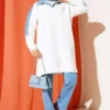 Shirt Collar Denim Detail Two-Piece Set Ecru en gros clothing set - Hicabistan usine Turquie