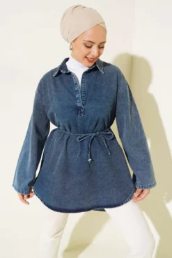 Shirt Collar Denim Tunic