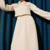 Shirt Collar Zipper Front Dress Set Beige en gros clothing set view 2 - Hicabistan usine Turquie