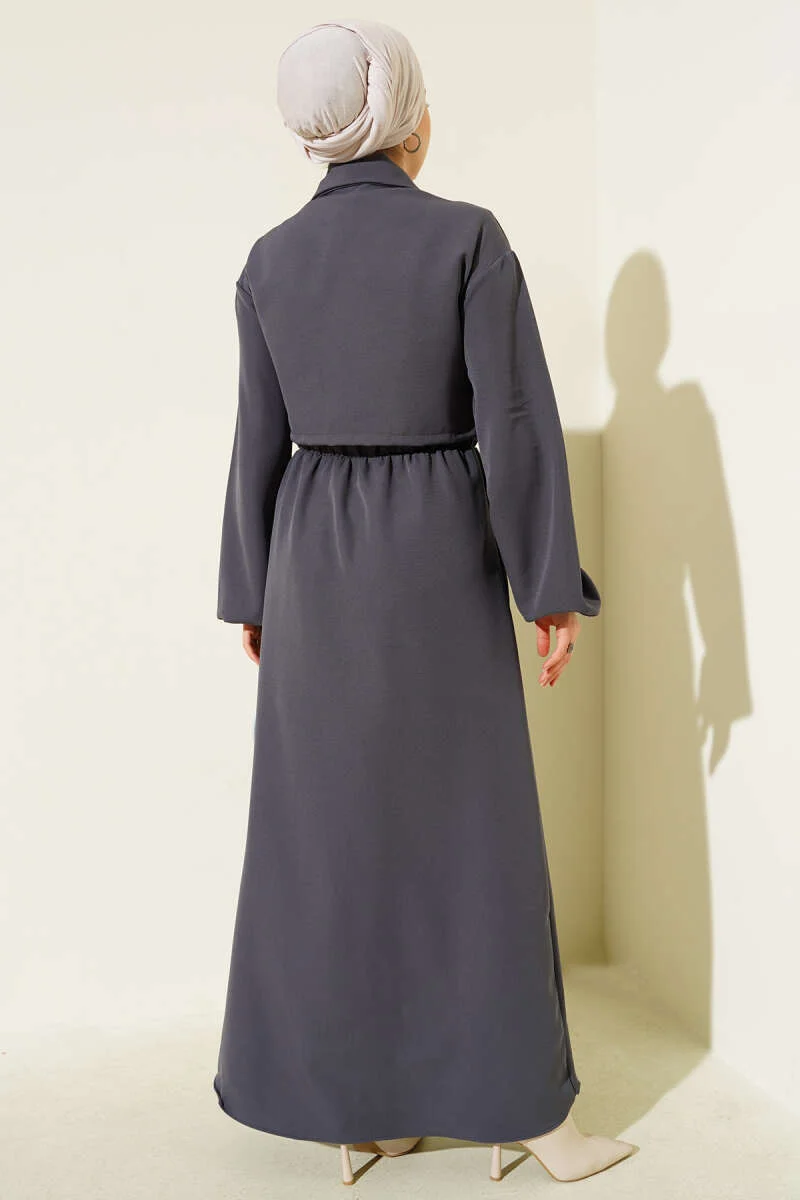 Shirt Collar Zipper Front Dress Set all'ingrosso clothing set view 3 - Hicabistan fabbrica Turchia