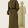 Shirt Collar Zipper Front Dress Set Khaki بالجملة clothing set view 3 - Hicabistan مصنع تركيا