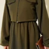 Shirt Collar Zipper Front Dress Set Khaki بالجملة clothing set view 4 - Hicabistan مصنع تركيا