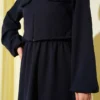 Shirt Collar Zipper Front Dress Set Navy Blue Großhandel clothing set view 4 - Hicabistan Türkei Fabrik