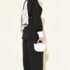 Shirt Collar Stone Embellished Loose Two-Piece Set Black al por mayor clothing set view 3 - Hicabistan fábrica Turquía
