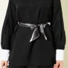 Shirt Collar Stone Embellished Loose Two-Piece Set Black al por mayor clothing set view 4 - Hicabistan fábrica Turquía