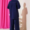 Shirt Collar Single Pocket Two-Piece Set Navy Blue wholesale clothing set view 3 - Hicabistan Turkey factory