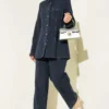 Shirt Collar Single Pocket Set Navy Blue al por mayor clothing set - Hicabistan fábrica Turquía