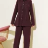 Shirt Collar Single Pocket Set Plum al por mayor clothing set view 2 - Hicabistan fábrica Turquía