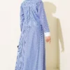 Striped Skirt Set with Chest Pocket Blue en gros clothing set view 3 - Hicabistan usine Turquie
