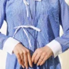 Striped Skirt Set with Chest Pocket Blue en gros clothing set view 4 - Hicabistan usine Turquie