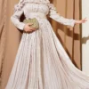 Ruffled Bust Evening Dress Stone wholesale dress - Hicabistan Turkey factory