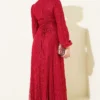 Embellished Lace Evening Dress Burgundy Großhandel dress view 3 - Hicabistan Türkei Fabrik