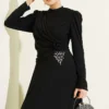 Triangle Stone Detail Draped Tulle Evening Dress Black wholesale dress view 2 - Hicabistan Turkey factory