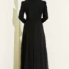 Triangle Stone Detail Draped Tulle Evening Dress Black wholesale dress view 3 - Hicabistan Turkey factory