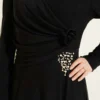 Triangle Stone Detail Draped Tulle Evening Dress Black wholesale dress view 4 - Hicabistan Turkey factory