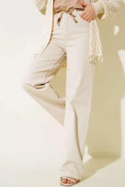 Wide Leg Stone Trousers Stone