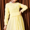 Two-Piece Set with Gathered Blouse and Skirt Yellow Großhandel clothing set view 2 - Hicabistan Türkei Fabrik