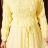 Two-Piece Set with Gathered Blouse and Skirt Yellow Großhandel clothing set view 4 - Hicabistan Türkei Fabrik