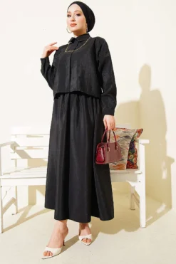 Alternative view of Blouse and Skirt Two-Piece Set Black