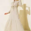 Hidden Half-Button Dress Beige