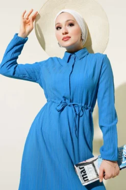 Alternative view of Hidden Half-Button Dress Blue