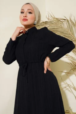 Alternative view of Hidden Half-Button Dress Black