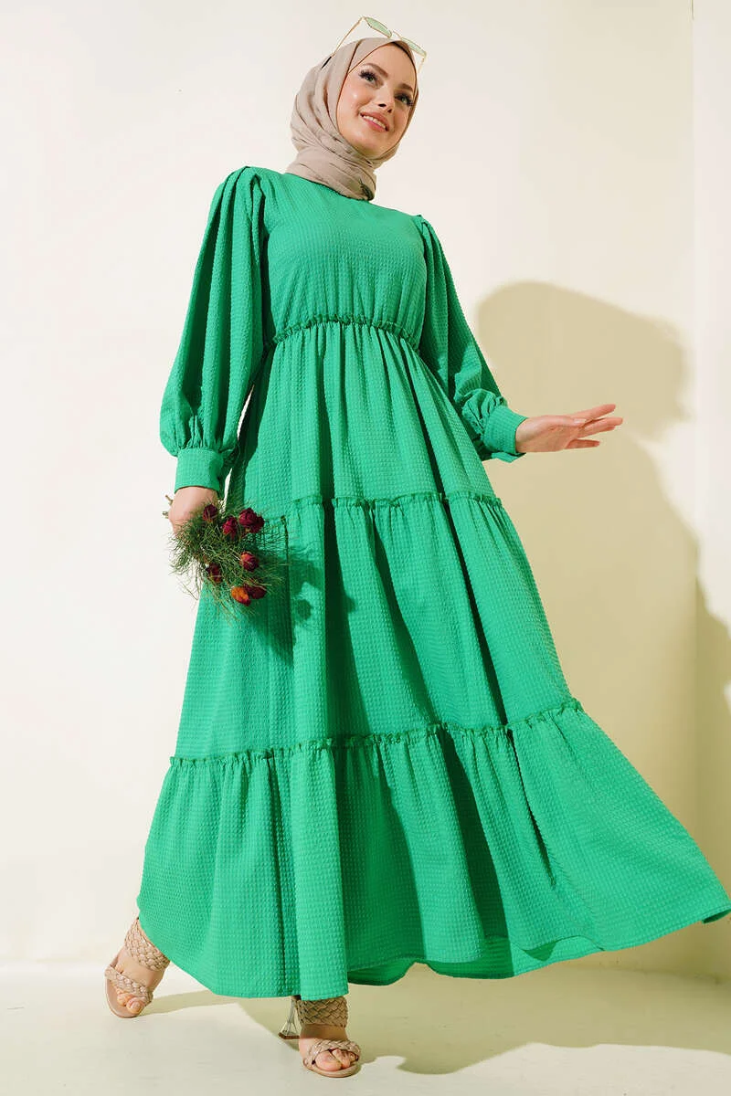 Ruffle Tiered Dress Green - Image 5