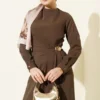 Evening Dress with Gold Accessories Mink Großhandel dress view 2 - Hicabistan Türkei Fabrik