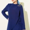 Two-Piece Set with Gold Accessories and Ties Navy Blue wholesale clothing set view 2 - Hicabistan Turkey factory