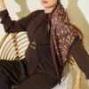 Belted Two-Piece Set with Gold Accents Brown groothandel clothing set view 2 - Hicabistan Turkije fabriek